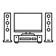 Fototapeta premium Flat Line TV With Speakers Vector Icon