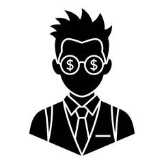Line Icon Of Businessman With Dollar Signs In Glasses © NguynTh