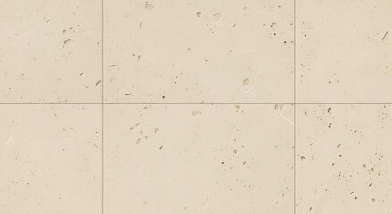 Fototapeta premium Seamless pattern of light beige travertine stone tiles featuring natural pitting and textural variations ideal for elegant architectural cladding or flooring applications