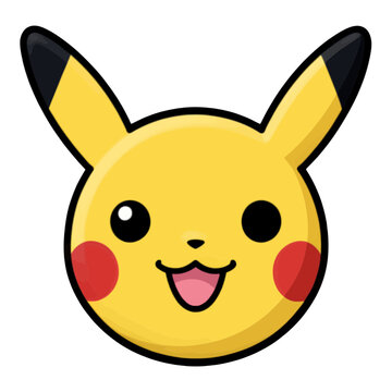 Yellow Electric Mouse Face With Red Cheeks Flat UI Icon