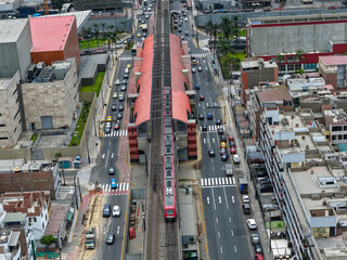 Panoramic view of an intermediate high-speed train station