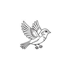 Fototapeta premium Soaring Sparrow: An artistic illustration captures a sparrow in mid-flight, wings outstretched, representing the essence of freedom and the beauty of avian life.