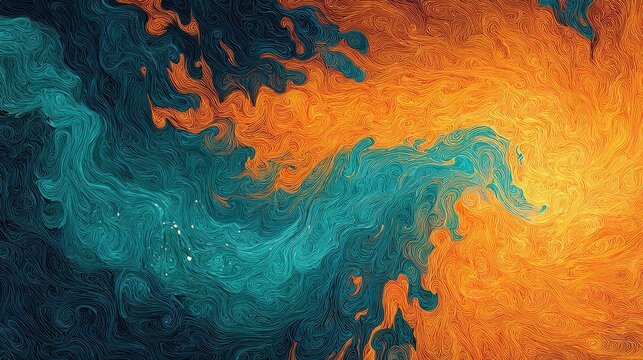 Swirling hot lava and cool ocean current fusion