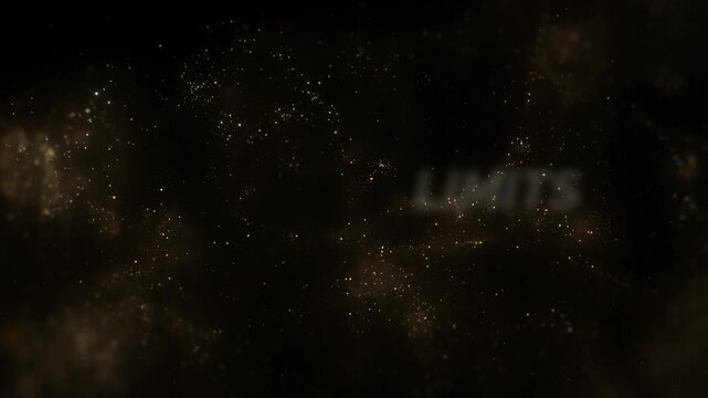 Inspiring motivational text animation displaying the powerful phrase push your limits against a dark background filled with flowing golden particle effects video footage