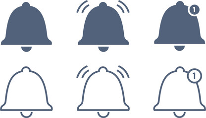 丸みがある着信マークのベルの素材セット © KIKORI