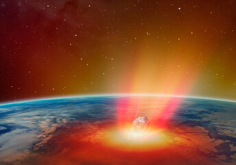 Attack of the asteroid (meteor) on the Earth "Elements of this image furnished by NASA © muratart