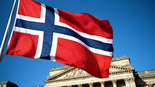 Norway flag waving Oslo 9.