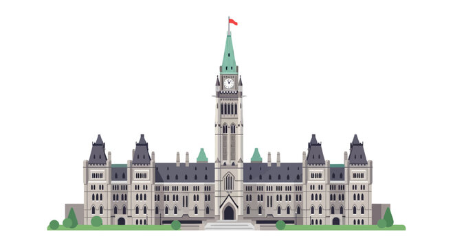 Canadian Parliament Buildings, Ottawa, Canada - Flat Design