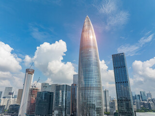 Fototapeta premium aerial view of city landmark building in China Shenzhen Nanshan District