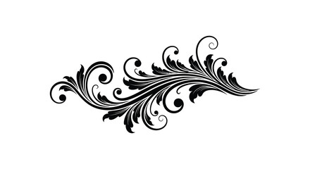 Elegant black flourish design with swirling leaves and decorative elements a striking silhouette high quality professional © MIRAJ02