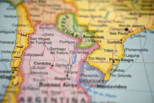 Corrientes Argentina &ndash; World Map Location with Defocused Background