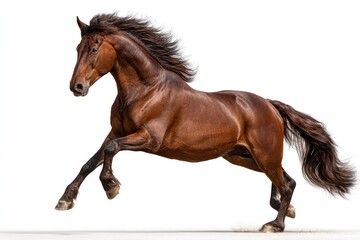 Obraz premium Brown Horse Running Galloping Freely Outdoors.