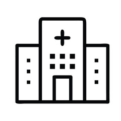 Hospital Building Line Icon, Medical Center Healthcare Clinic Outline Vector Illustration