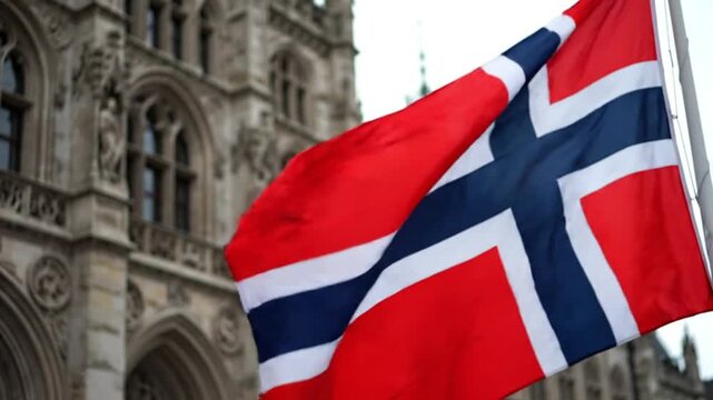 Norway flag waving Oslo 6.