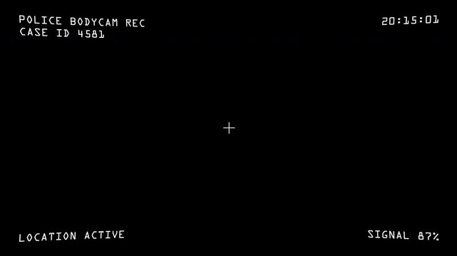 Professional Police Body Camera Interface with REC Indicator, Case ID Display and Digital Timestamp for Crime and Evidence Footage Editing
