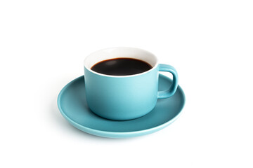 Obraz premium Coffee americano in cup and saucer isolated on a white background. High quality photo