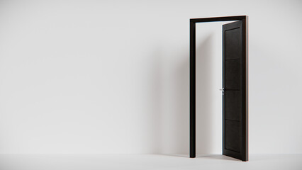 3D render of modern bedroom door with horizontal panels and metallic handle. Perfect for architectural catalogs, product visualization, interior design projects, and contemporary decor presentations.