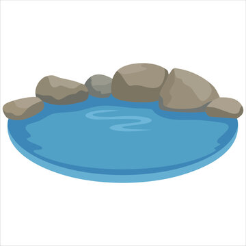 Peaceful pond illustration with calm water surface