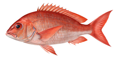 Fototapeta premium Vibrant red fish with spiky fins isolated on transparent background swimming in ocean waters freely