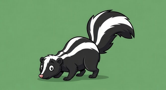 Cute Cartoon Skunk Character Illustration with Playful Expression