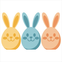 Obraz premium Vector hand drawn Easter eggs with bunnies multicolored eggs for Happy Easter childrens poster