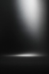 Dark angled spotlight background with small circular floor highlight for dramatic product design, poster, and background