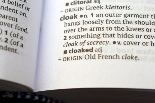Detail Of English Dictionary Page And Word Pronunciation Of - cloaked