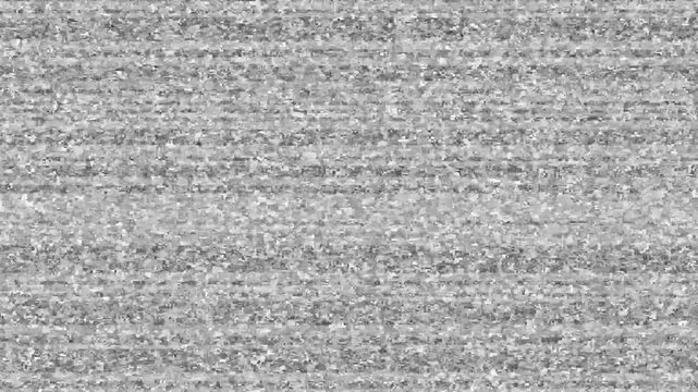 Tv no signal. Analogue television signal interference with static noise grain and distorted electronic interference pattern appearing as flickering grey texture for overlay. Noise on a old TV screen.