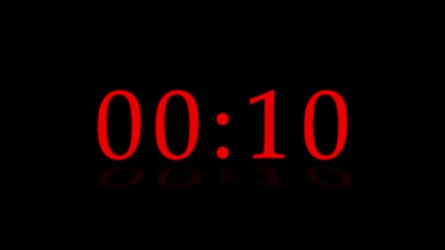 Digital thirty second countdown timer clock. 30 seconds countdown timer animation. counter from zero to thirty seconds. Thirty second countdown timer with alpha channel.