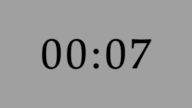 Digital one minute countdown timer clock. 1 minute timer animation. counter from zero to sixty seconds. One minute countdown timer with alpha channel.