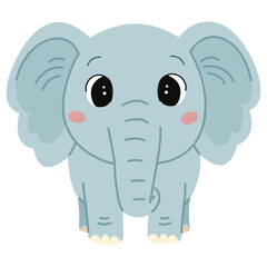 Fototapeta premium A cute blue elephant. A flat vector illustration in a simple, child-friendly style . Vector illustration
