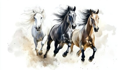 Obraz premium Captivating artwork showcasing the elegance of running horses.