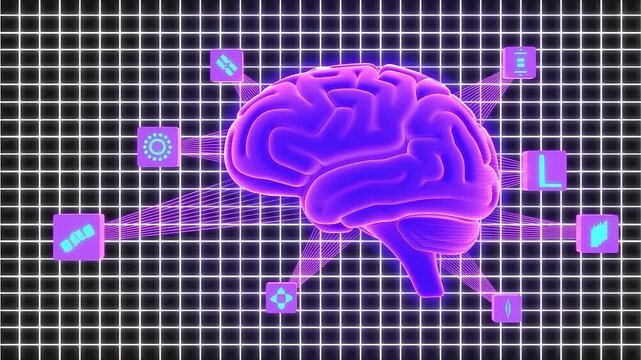 Medical biotech ai dna analysis brain on grid