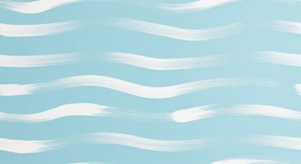 Fototapeta premium Abstract light blue background with horizontal white wavy brush strokes, creating a modern and artistic textured pattern for web design or creative projects