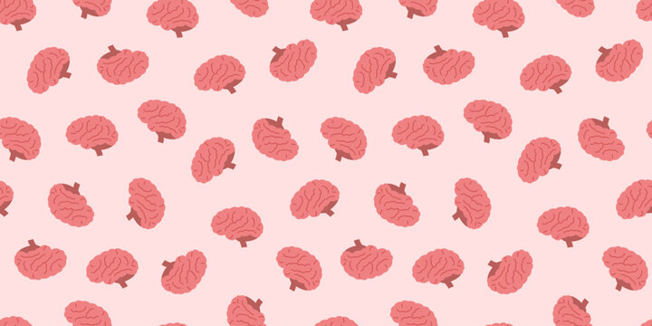 脳のイラストのシームレスな背景画像。（Seamless background image of brain illustrations.）
