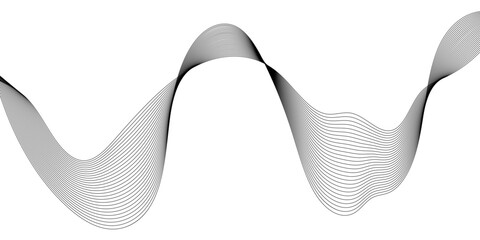 Technology abstract lines on white background, flow tech transparent line stripe energy connection web music and sound, abstract wave element for design.