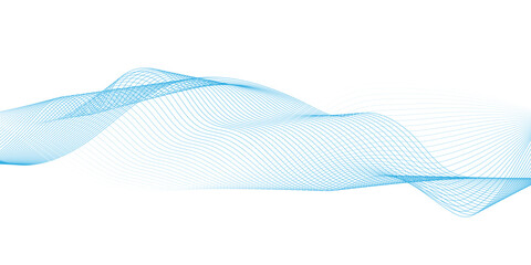 Abstract modern white background with blue wavy line, gradient tones on transparent background, Vibrant blue wave pattern flowing across white background.