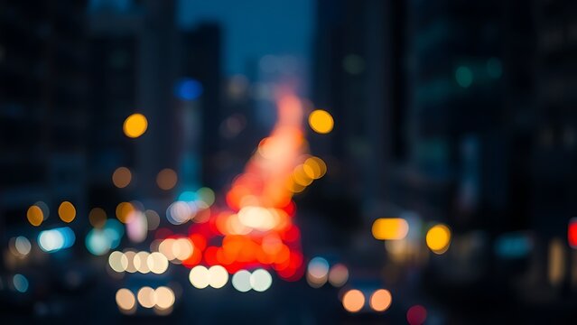 electic. Abstract urban nightscape with glowing city lights and bokeh, blending cool tones and warm highlights. travel magazines.