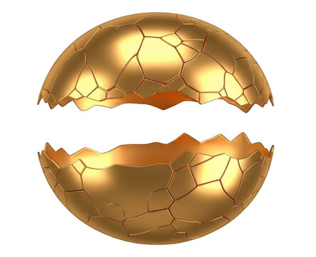Golden eggshell halves cracked open luxury