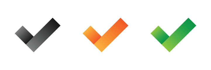 Obraz premium Check mark tick icon set, approval, verification and success symbol collection for user interface, web design and applications.