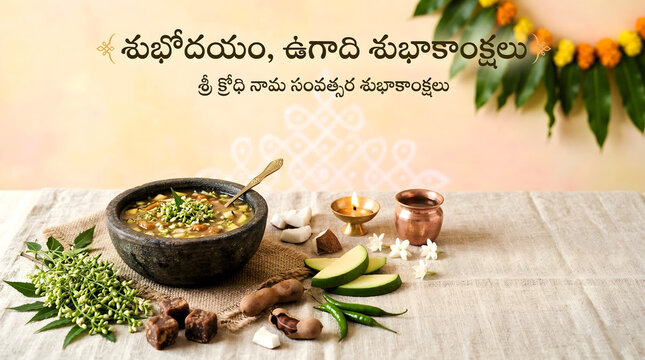 Happy ugadi celebration with ugadi pachadi.