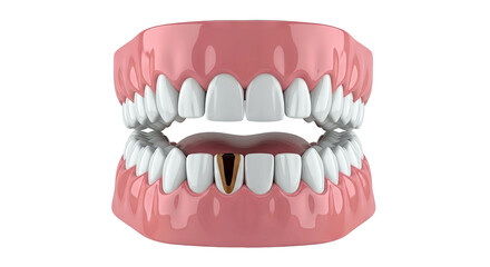 Obraz premium Dental Model with Gold-Filled Tooth Cavity