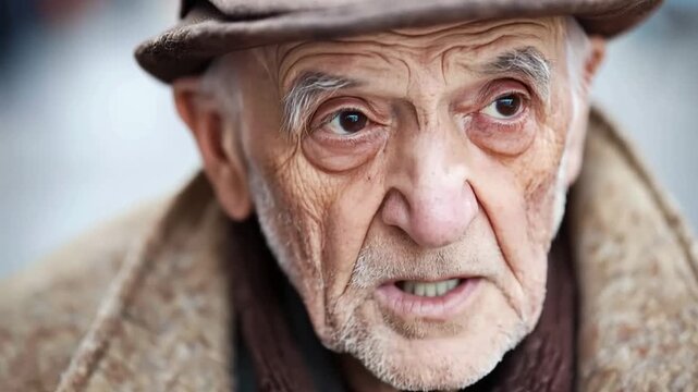 Wise Gaze: An intimate portrait of a distinguished senior citizen, showcasing the wisdom etched into the lines of his face and the depth of his gaze.