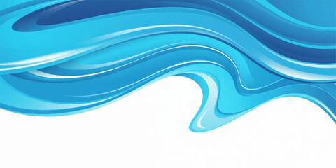 Fototapeta premium Clean digital illustration of abstract blue waves featuring a flowing curve design and light motion pattern for a modern sea water backdrop wallpaper