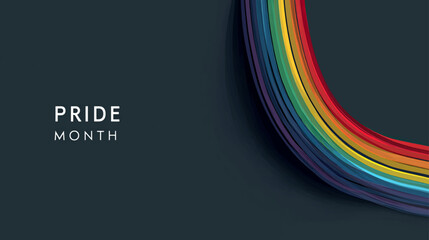 Minimalist Pride Month Poster with Bold Rainbow Arc on Dark Background Celebrating LGBTQ Equality and Inclusive Identity