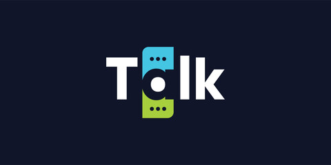 Fototapeta premium Modern Talk Wordmark Logo Design for Communication and Messaging Branding