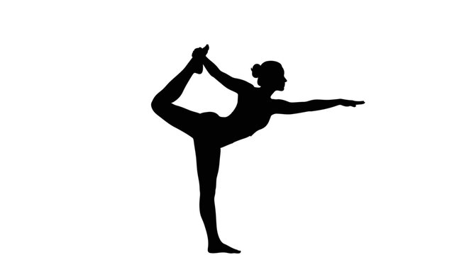 Woman in yoga dancer pose silhouette.