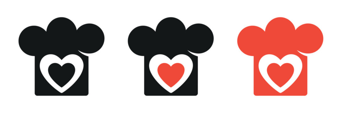 Chef hat love for food logo icon template in modern vector design isolated for branding projects