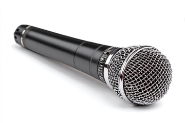 Professional handheld dynamic microphone closeup.