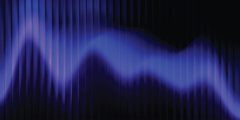  Dark blue sound wave equalizer on black abstract vertical lines, neon audio waveform light bars tech music background wallpaper © boss